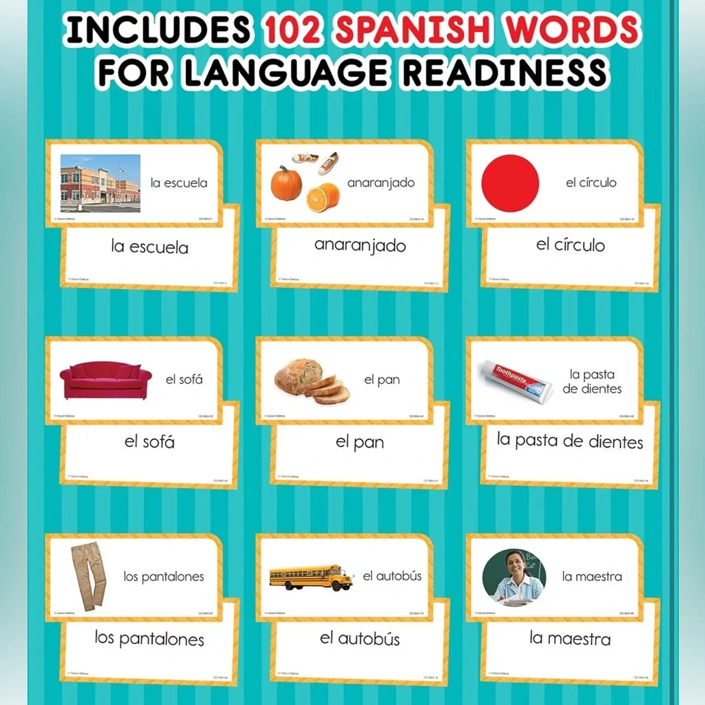 Carson Dellosa 104 Spanish Flash Cards for Kids